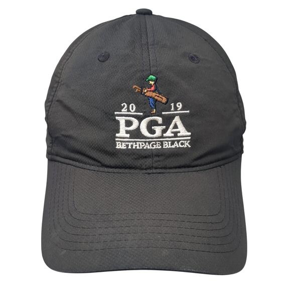 2019 PGA Bethpage Black Strapback Hat Black One Size Ahead Performance - Picture 1 of 10